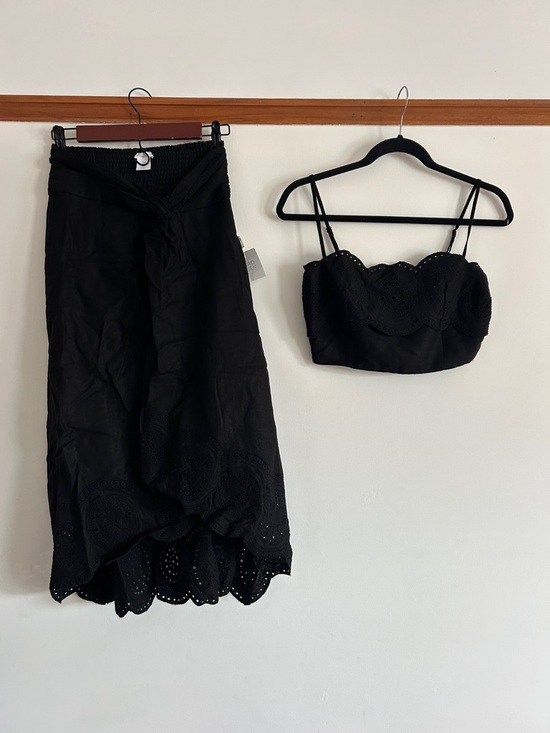 Sigrid Olsen Dresses & Skirts - Sigrid Olsen Black Eyelet Midi Skirt & Cropped Bustier Set